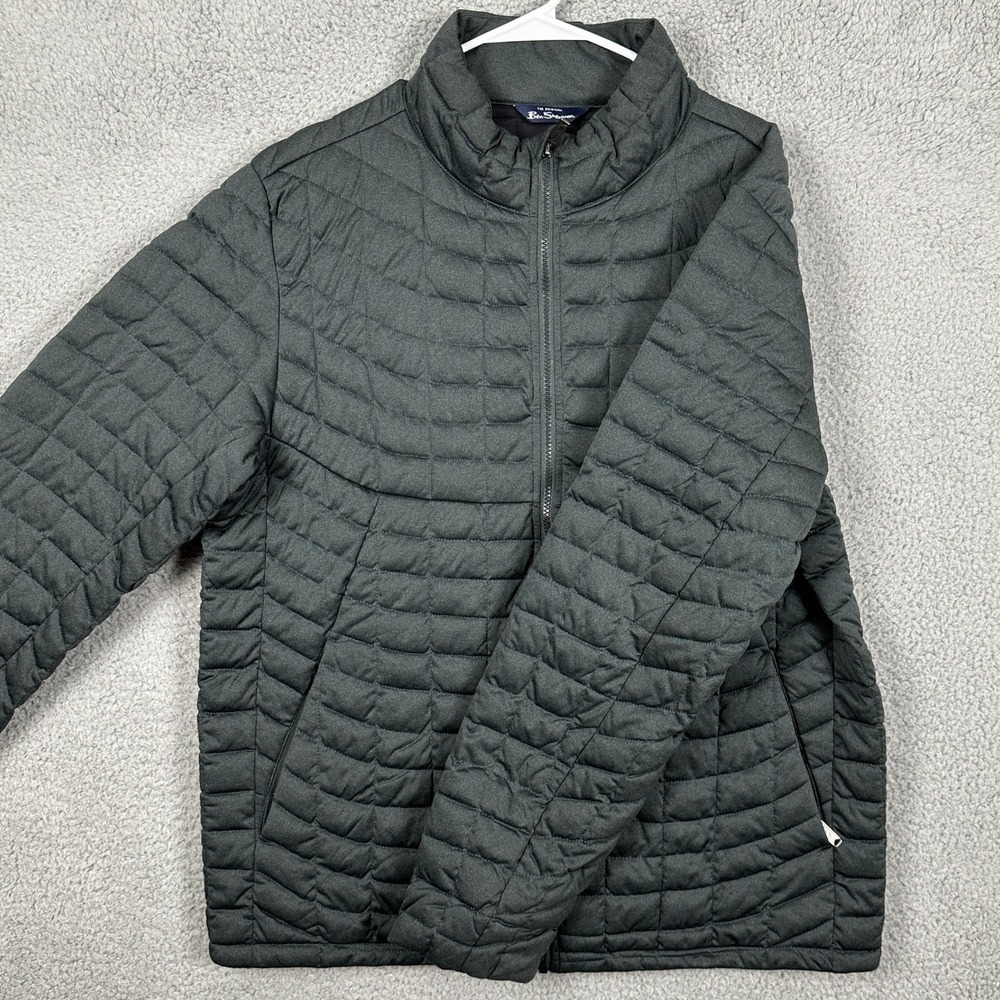 Ben Sherman Jacket Quilted Puffer Mens Large Gray Full Zip Lightweight Pockets
